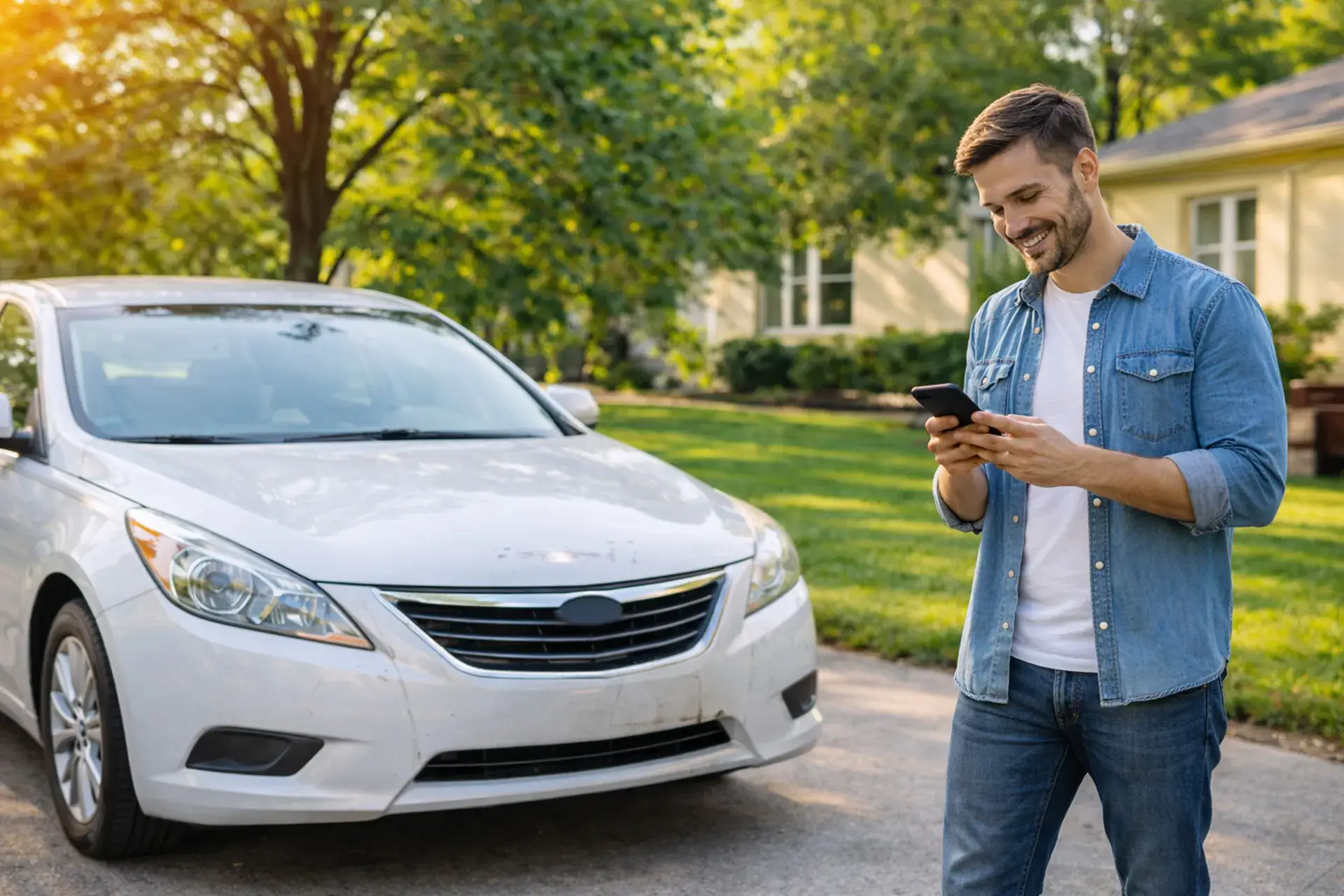 Vehicle owner reviewing information about a car